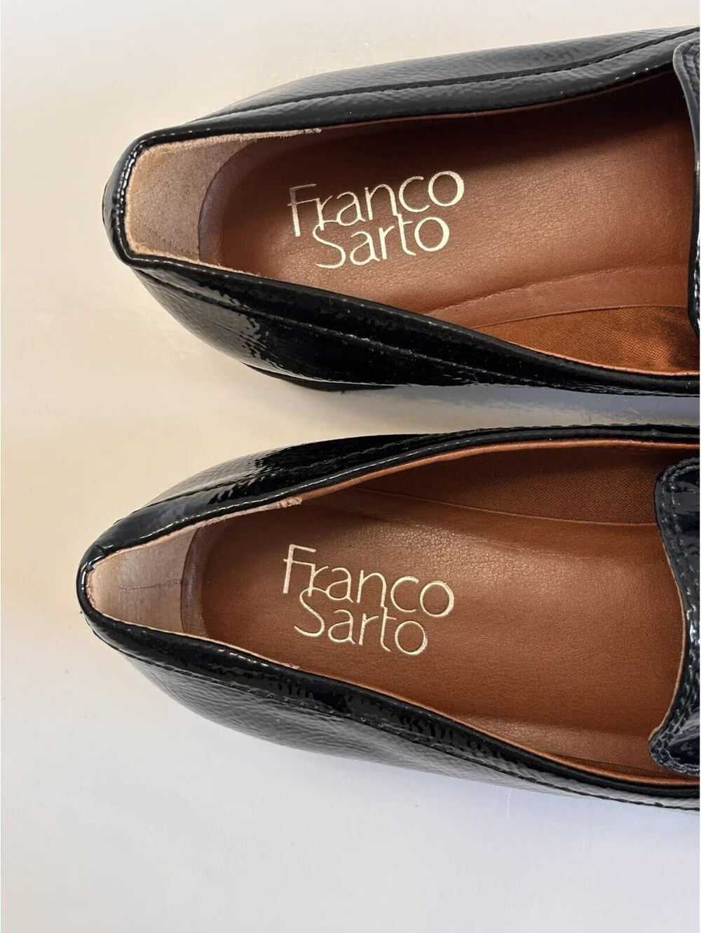 Franco Sarto Cason Loafers Womens Sz 8 M Black Patent Lug Sole Bit Slip On Shoes
